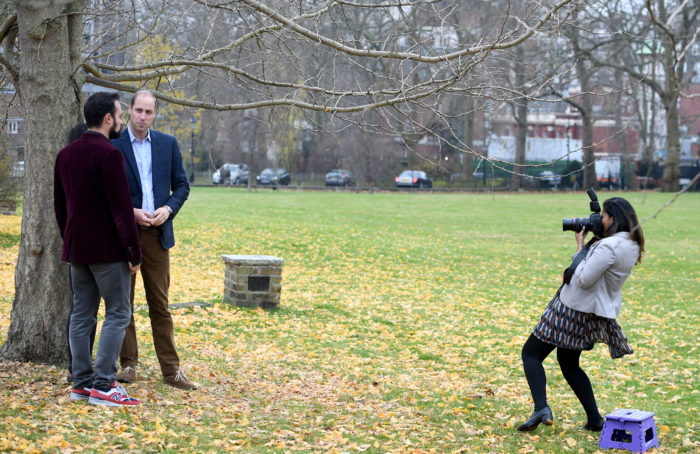 EVGENY LEBEDEV WITH HRH PRINCE WILLIAM AND KUMBA KPAKIMA BEING PHOTOGRAPHED BY SAMIA MEAH TODAY PICTURE JEREMY SELWYN 08/12/2016